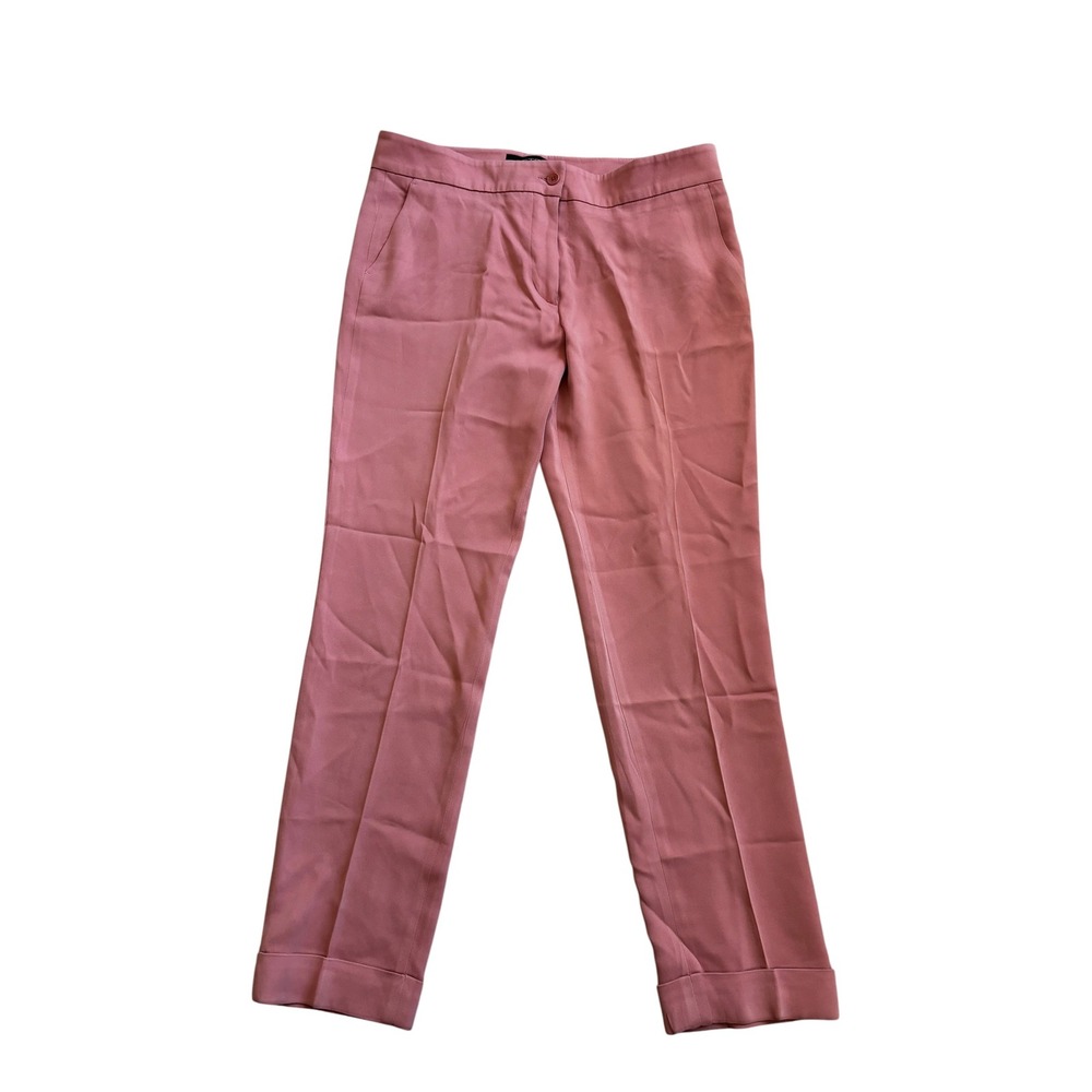 ETRO Pink Viscose Cuffed Straight Leg Trousers IT 44 US 8 Italian Luxury Dress